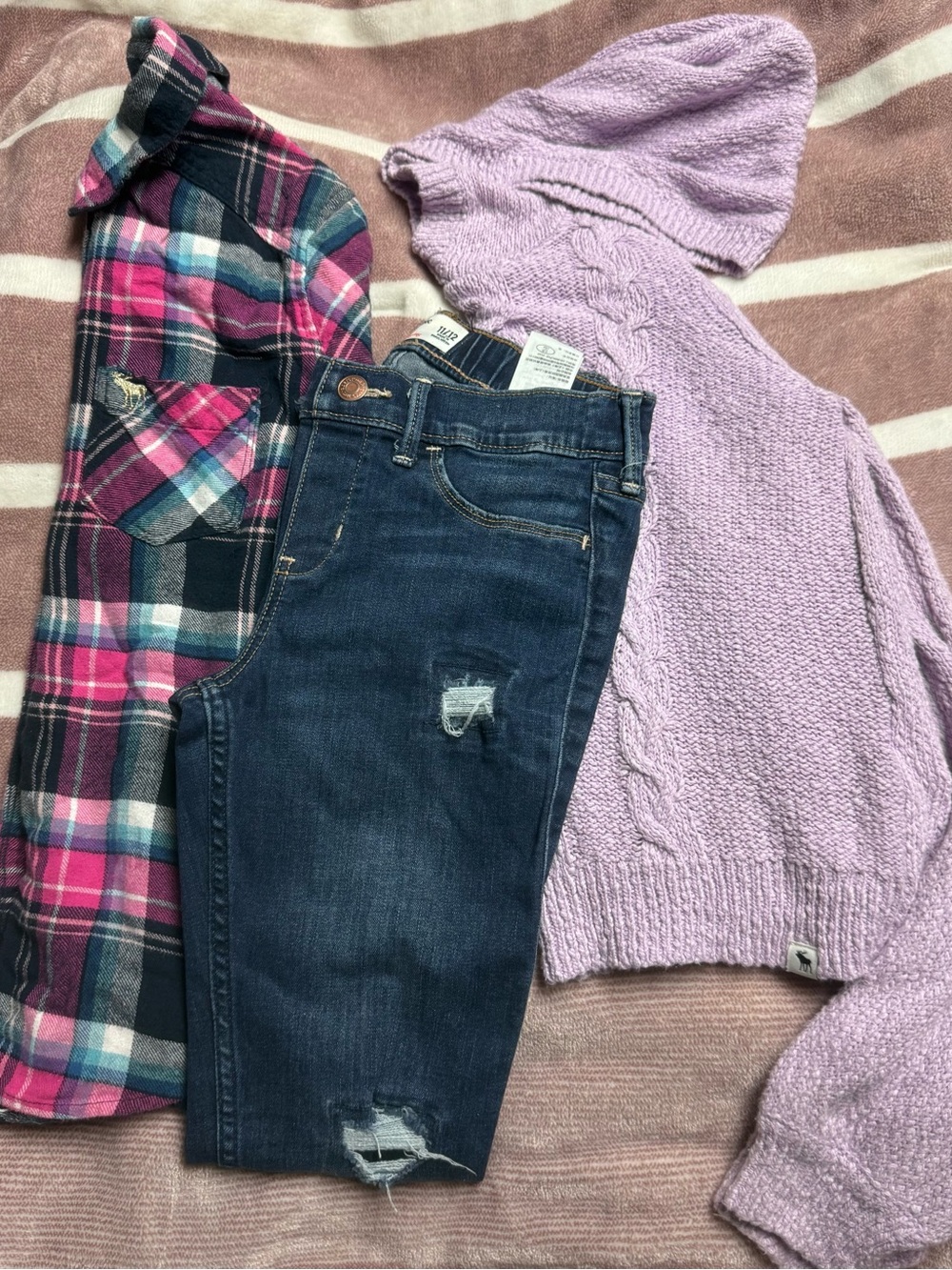 abercrombie kids Dark Blue Distressed Skinny Jeans